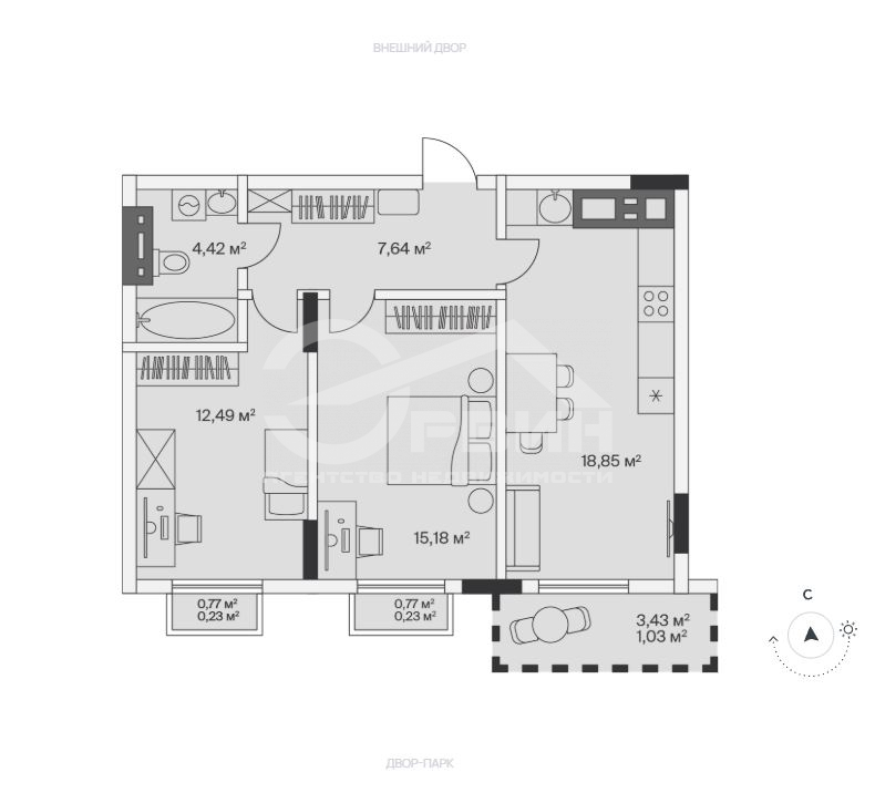 Продажа 2-комнатной новостройки, Малое Исаково, Первая,  Улица