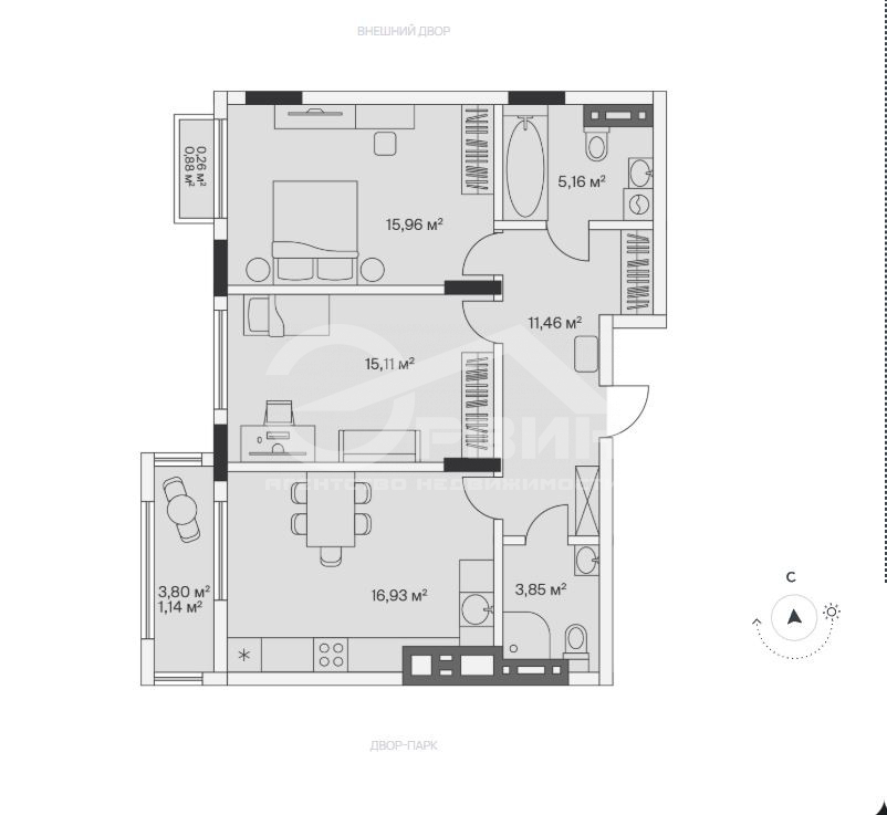 Продажа 2-комнатной новостройки, Малое Исаково, Первая,  Улица