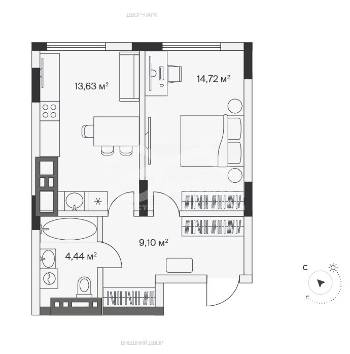 Продажа 1-комнатной новостройки, Малое Исаково, Первая,  Улица
