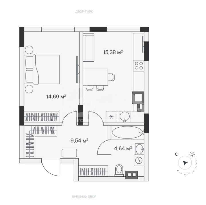 Продажа 1-комнатной новостройки, Малое Исаково, Первая,  Улица